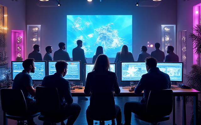 Nila Spectrum टीम स्टूडियो में काम कर रही है